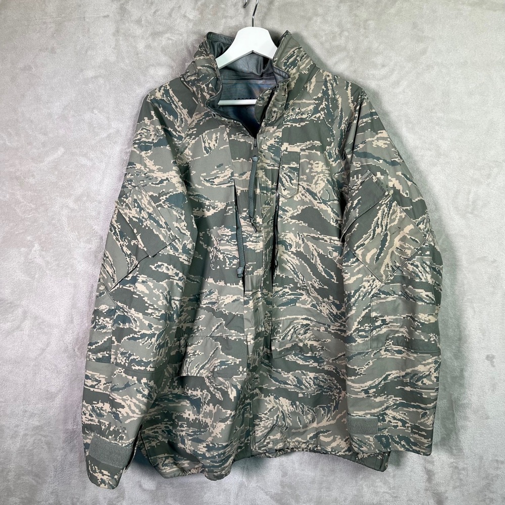 US Air Force APECS Jacket Mens X-Large Regular Tiger Stripe ABU Hooded Tennier
